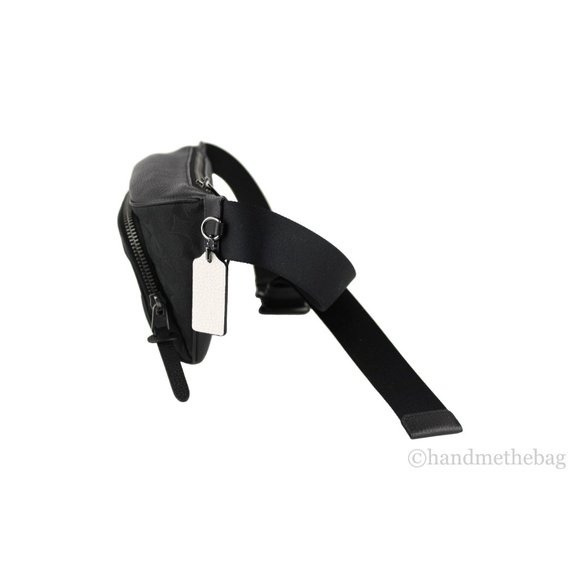 NEW Coach Men's Thompson Black Varsity Stripe Large Belt Bag Logo Jacquard NWT - Picture 7 of 10